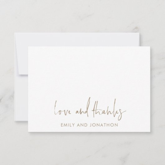Gold Script Name 5 Photoding Wedding Love Bedankt Notitiekaartje (Voorkant)