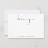 Gold Script Name 5 Photos Wedding Bedankt Notitiekaartje (Voorkant)