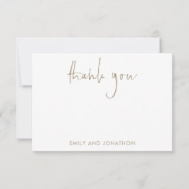 Gold Script Name 5 Photos Wedding Bedankt Notitiekaartje