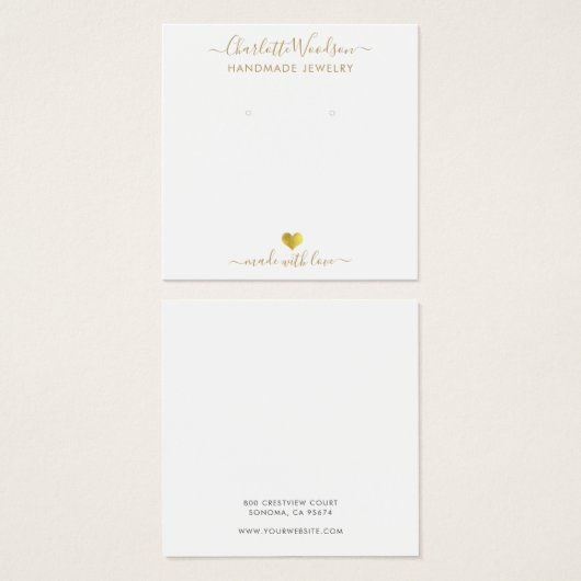 Gold Script Name Earning Jewelry Display Kaart (Voorkant /achterkant)