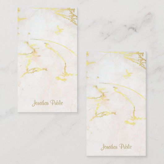 Gold Script Name Marble Handwrite Sjabloon (Voorkant / Achterkant)