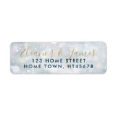 Gold Script Name Winter Snow Scene Return Address Etiket (Voorkant)