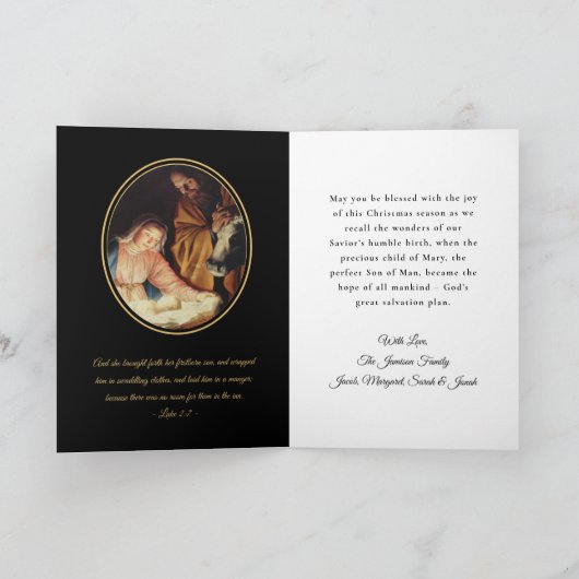 Gold Script Nativiteit Religieuze kerstfeestdag Kaart (Binnen)