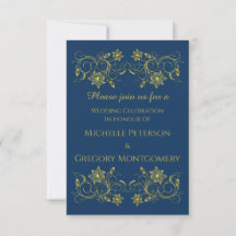 Gold Script op Atlantic Blue en Filigree Wedding
