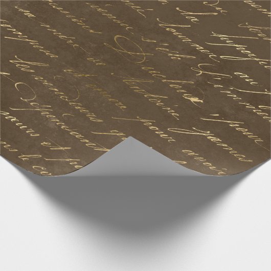 Gold Script op bruin Cadeaupapier (Hoek)