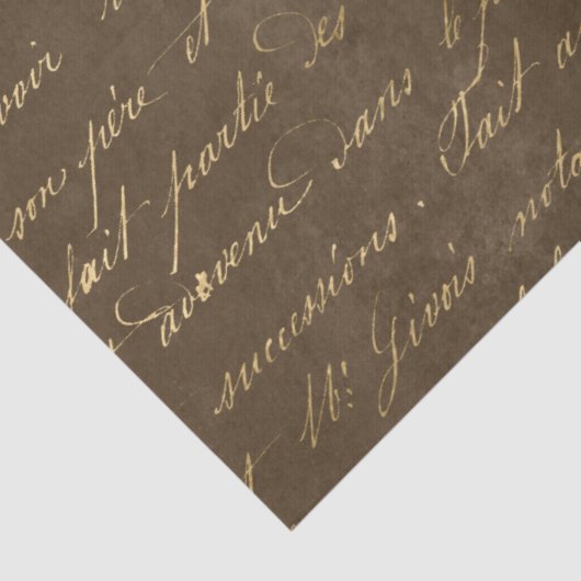 Gold Script op bruine ontkoppeling Tissuepapier (Detail)