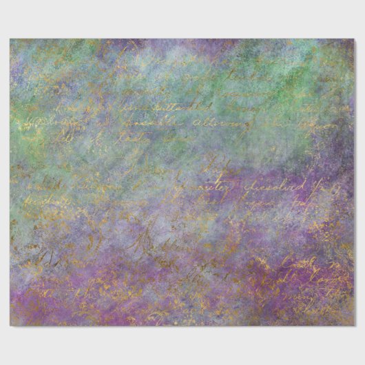 Gold Script op Paars en groen Cadeaupapier (Vlak)