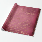 Gold Script op vervormd rood Cadeaupapier (Uitgerold)