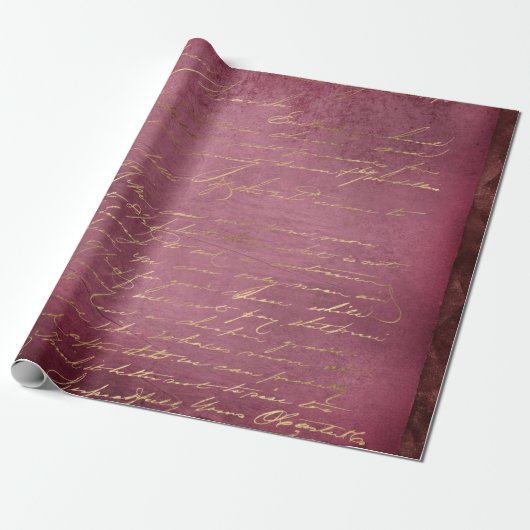 Gold Script op vervormd rood Cadeaupapier (Uitgerold)