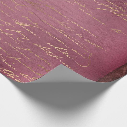 Gold Script op vervormd rood Cadeaupapier (Hoek)