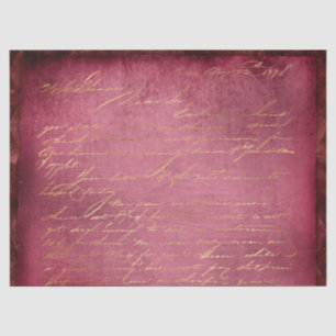 Gold Script op vervormde rode decoupage Tissuepapier