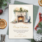 Gold Script Open haard Niet Foto Kerst Kaarten