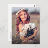 Gold Script Overlay 1-Photo-Afstuderen Briefkaart (Voorkant / Achterkant)