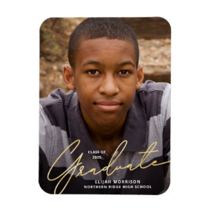 Gold Script Overlay Photo Afstuderen kondiging Magneet