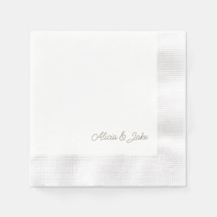 Gold Script Paar Namen Gepersonaliseerde bruiloft Servet