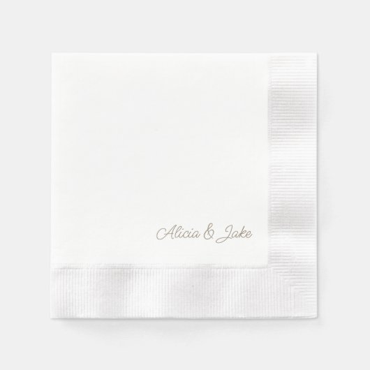 Gold Script Paar Namen Gepersonaliseerde bruiloft Servet (Voorkant)