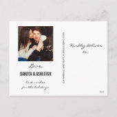 Gold Script Pas getrouwd Vakantie Zwart-wit Foto Feestdagenkaart (Achterkant)