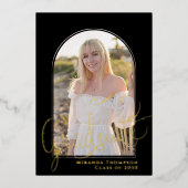 Gold Script Photo Afstuderen-Sjabloon Folie Uitnodiging (Voorkant)