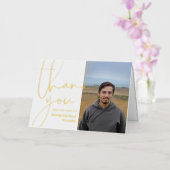 Gold Script & Photo Funeral Hartelijk dank Folie Wenskaart (Orchidee)