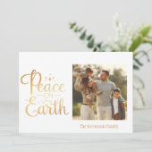 Gold Script Photo Holiday Green Elegant Kerstmis Feestdagenkaart (Staand voorkant)