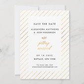 Gold Script Photo Save the Date in Faux Folie (Achterkant)