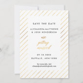 Gold Script Photo Save the Date in Faux Folie (Achterkant)