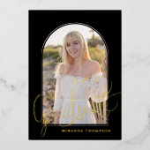 Gold Script Photo Template Afstuderen Folie Uitnodiging (Voorkant)