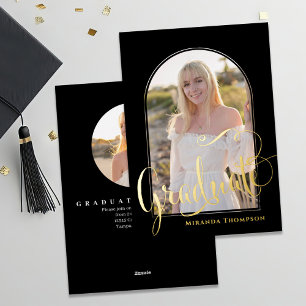 Gold Script Photo Template Afstuderen Folie Uitnodiging