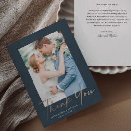 Gold Script Photo Wedding Bedankkaart