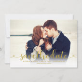Gold Script Photo Wedding Save the Date (Voorkant)