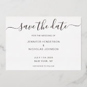 Gold Script Photo Wedding Verloving Save the Date Folie Uitnodiging (Achterkant)