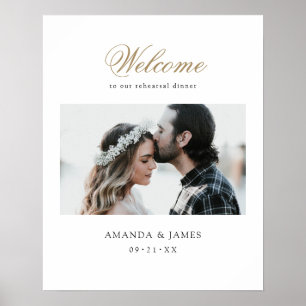 Gold Script Photo Weduwrepetitie Dinner Welcome Poster