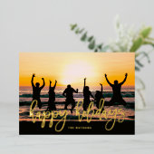 GOLD Script Prettige feestdagen Kerstmis (Staand Voorkant)