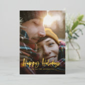 Gold script prettige feestdagen rode tartan foto (Staand Voorkant)