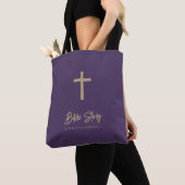 Gold Script Purple Personalized Bible Study Tote Bag (Dichtbij)