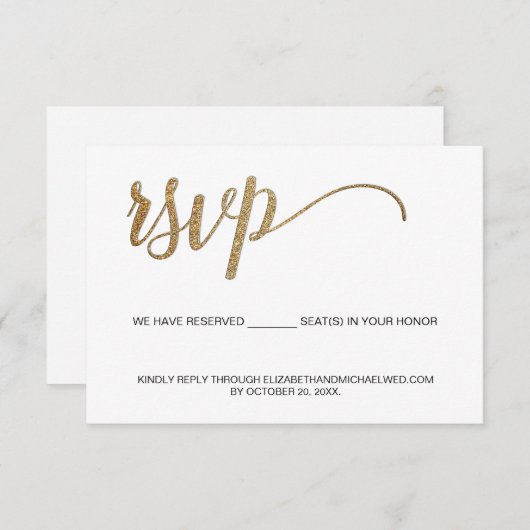 Gold Script QR-code bruiloft website Gereserveerde Informatiekaartje (Voorkant / Achterkant)