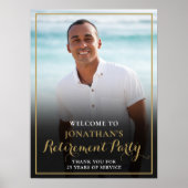 Gold Script Retirement Party Foto Welkom Teken Poster (Voorkant)
