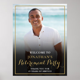 Gold Script Retirement Party Foto Welkom Teken Poster