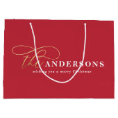 Gold script roodmoderne, minimale rustige Kerstmis Groot Cadeauzakje (Achterkant)