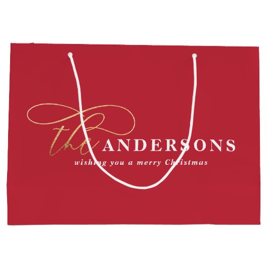 Gold script roodmoderne, minimale rustige Kerstmis Groot Cadeauzakje (Achterkant)