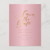 Gold Script Roos Gold Save the Date Aankondigingskaart (Voorkant)