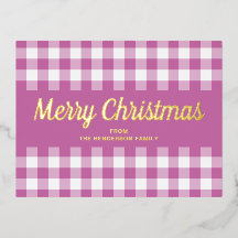 Gold Script Roze Gingham Merry kerst
