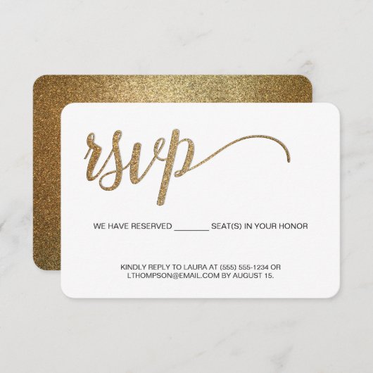 Gold Script RSVP zonder reservesetel te verzenden (Voorkant / Achterkant)