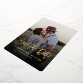 Gold Script Rustic Save the Date Wedding Folie Uitnodiging (Gedraaid)