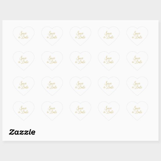 Gold Script Save the Date Heart Sticker – Elegant (Vel)