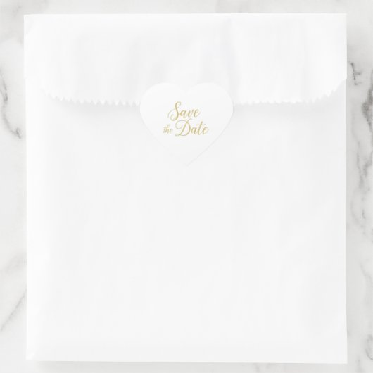 Gold Script Save the Date Heart Sticker – Elegant (Tas)