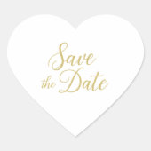 Gold Script Save the Date Heart Sticker – Elegant (Voorkant)