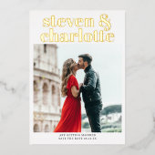 Gold script save the date wedding photo folie uitnodiging (Voorkant)