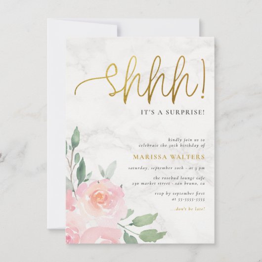 Gold Script schildert Floral Surprise Birthday Par Kaart (Voorkant)