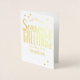 Gold Script Season's Greetings Business Holiday Folie Kaarten